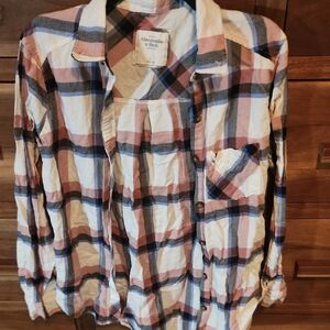 Vintage Abercrombie & Fitch Pink/Blue Multicolor Plaid Buttondown Small Shirt